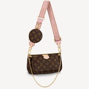 Authentic MULTI POCHETTE ACCESSOIRES Purse | Light Pink Monogram